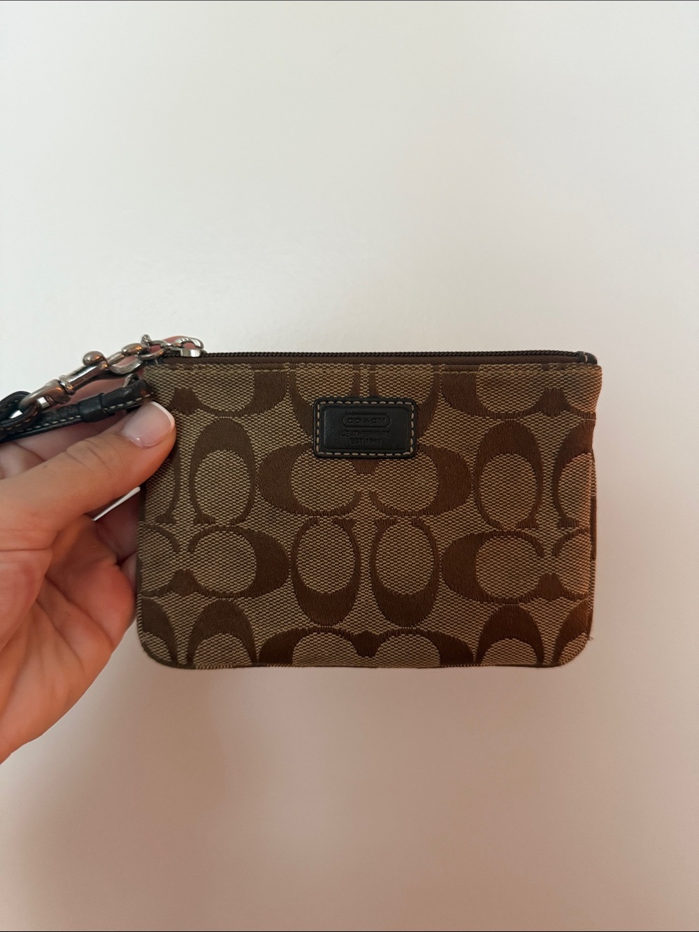 Coach Brown Signature Canvas Wristlet